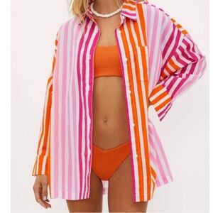 Beach Riot Button Up Cover Up Top